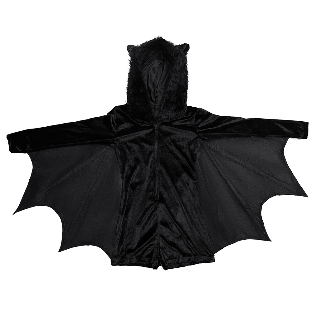Halloween Black Bat Cosplay Costume Womens Irregular Devil Vampire Jumpsuit